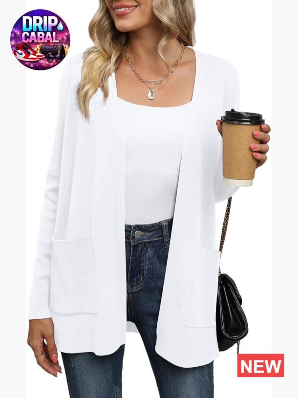 Lightweight V-Neck Open Front Cardigan with Pockets
